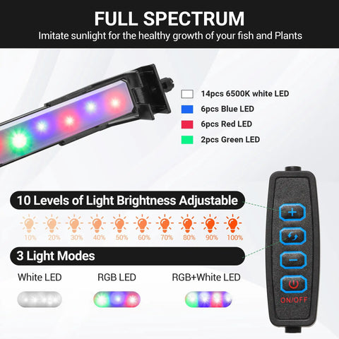 LED light with remote for All In One 3.5 Gallon Betta Tank Starter Kit With Back Filter, Adjustable Pump, 25W Heater, Nano Aquarium