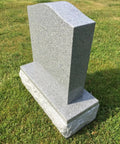 Granite Memorial Die And Base Set For Upright Cemetery Monument With Serpentine Top on grass