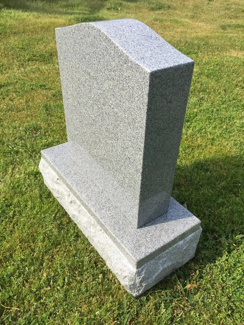 Granite Memorial Die And Base Set For Upright Cemetery Monument With Serpentine Top on grass