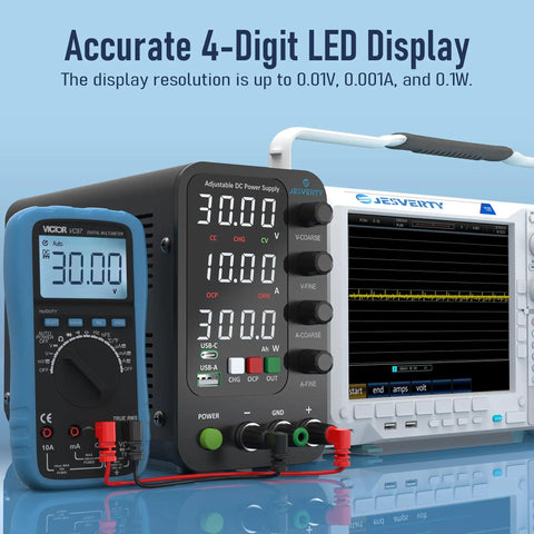 Adjustable Bench Power Supply 0 To 32V 0 To 10A With Encoder Knob And Output Switch Intelligent Charging Mode 4 Digit LED Display