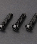 Three black stainless steel 10-32 x 1 inch button head socket cap screws for furniture and DIY projects.