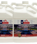 Top Tier 4 Gallon Natural Look Paver And Concrete Sealer in four white jugs designed for outdoor stone patios and driveways.