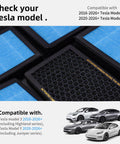 Activated Carbon HEPA Cabin Air Filter Replacement For Tesla Model 3 And Model Y 2016-2026, shown with compatible models.