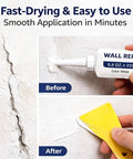Before and after using Upgraded Wall Repair Paste With Scraper Quick Drying Wall Patch For Holes And Cracks Waterproof Kit.