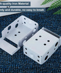 2 Inch White Low Profile Box Mount Blind Brackets Bundle, iron material, durable design on blue textured surface