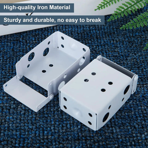 2 Inch White Low Profile Box Mount Blind Brackets Bundle, iron material, durable design on blue textured surface