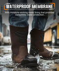 Motocross Inspired Steel Toe Work Boots For Men Waterproof Safety Boots With All Around Protection shown in wet conditions
