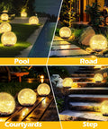 Epic Yard Glow Solar Globe Garden Lights 80 LED Cracked Glass Outdoor Ground Path Lights Waterproof 5.9ft 2 Pack around pool, road, courtyards, steps