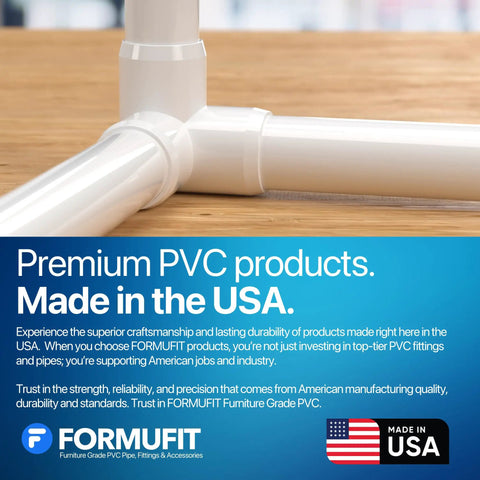DIY Ready 3 Way Elbow PVC Fitting for Furniture Grade Builds, Extra Deep Sockets on All Three 90 Degree Planes, White, Made in USA