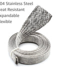 Beefy Heavy Duty Stainless Steel Braided Sleeving Half Inch, 304 Stainless Expandable Mesh Cable Shield, coiled view