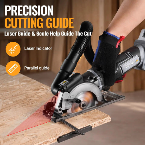 Tough As Nails Cordless Circular Saw Cuts Clean Like Butter On Wood And Tile powered by a laser guide on an OSB board.
