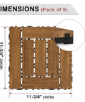 Interlocking Pine Deck Tiles 27 Pack 11.8 By 11.8 Inches Outdoor Patio Flooring Waterproof All Weather Natural Wood Close-Up