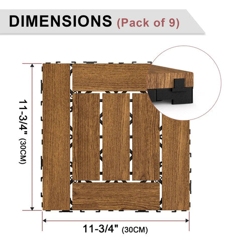 Interlocking Pine Deck Tiles 27 Pack 11.8 By 11.8 Inches Outdoor Patio Flooring Waterproof All Weather Natural Wood Close-Up