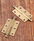 Antique brass folding butt hinges 2-pack with screws by Dophee, durable hardware for cabinets, size 2.83 x 1.97 x 1.34 inches.