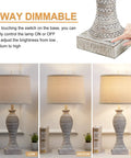 Lit 27-Inch Table Lamps For Living Room Set Of 2 Farmhouse Touch Lamps With 3-Way Dimmable Lighting shown at different light levels