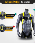Tornado Assembly 1D Ring Full Body Safety Harness with adjustable straps and pass-through buckles on display