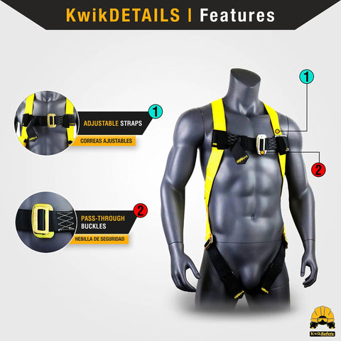 Tornado 1D Full Body Safety Harness 4 Pack For Fall Protection And Fall Arrest OSHA ANSI Industrial Roofing Construction Scaffolding