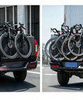 Premium Bike Tailgate Pad For Cybertruck featuring multiple bicycles secured on a truck bed, demonstrating heavy duty design.