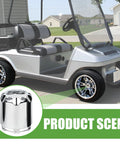 Chrome Universal Golf Cart Wheel Center Cap Covers 4 Pack With SS Logo, Heavy Duty Plastic, Fits 8 10 And 12 Inch Wheels