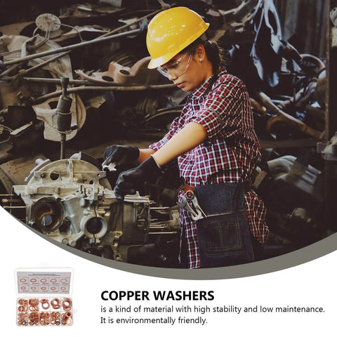 Super Cool 200 Piece Copper Crush Washer Set M5 To 14mm Assortment Kit Perfect For Sealing Oil Leaks In Cars And Industrial Gear Plus Precision Tools, copper washers in case