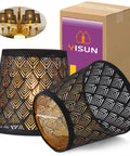 Crystal Chandelier Shades Set of 6 Clip On Mini Lamp Shades for Droplight Wall Lamps and Candle Chandeliers Dope Black Fabric With Flame Retardant PVC Liner Modern Laser Engraved Design closeup