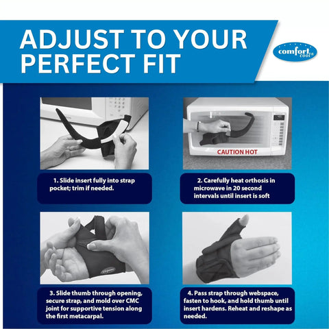 Instructions for using Thumb CMC Abduction Splint With Moldable Wrap And Thermoplastic Insert For Abduction Support - Right Hand Large