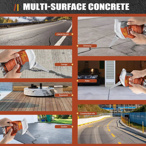 Image showing application of Two Pack Grey Self Leveling Concrete Crack Filler Sealant For Driveways Patios Sidewalks And Garage Floors DIY Friendly High Elasticity Flexible Waterproof Caulk That Moves With The Surface And Prevents Recracking on driveways, patios, and sidewalks.