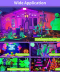 100W LED Black Light Flood Light 2 Pack Totally Lit Ultra Bright UV Glow for Halloween parties and decorations.