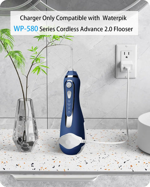 Charger For Waterpik Water Flosser WP 580 582 583 587 Cordless Advanced 2.0 Replacement Quick Charge Dock on counter.