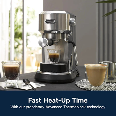 Barista Worthy Home Espresso Machine With Milk Frother, 15 Bar Pump, Italian Stainless Steel Design on kitchen counter