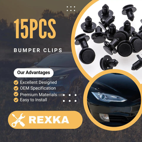 Tesla 15 Piece 8mm Push Type Bumper Cover And Undertray Retainer Clip Set For Model 3 Model Y Model X Model S Black Nylon