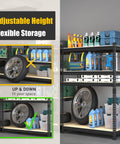 Garage Shelving Unit 40 Inch Wide 20 Inch Deep 59 Inch High 4 Tier Steel Storage Shelves Black with adjustable height for garage storage