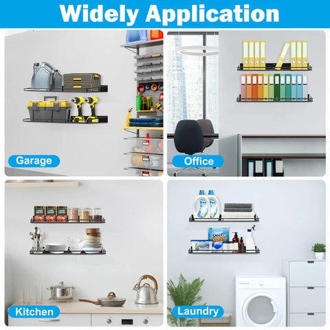Beefy Heavy Duty Wall Shelves 2 Pack, Large Wall Mounted Garage Shelves 23.5 By 12 Inches in garage, office, kitchen, and laundry use