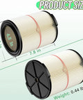 2 Pack Replacement Cartridge Filter For Craftsman 17816 9-17816 Wet Dry Vac Compatible Filter size and weight dimensions