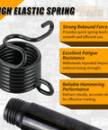 High elastic spring with strong rebound and fatigue resistance in Heavy Duty Air Rivet Hammer Tools Kit 7 Piece Set With 6 Beefy Rivet Hammer Bits And Spring Pneumatic Riveting Chisel Kit For Solid Half Hollow And Hollow Rivets Compatible With Most Air Hammers Ideal For Metalworking And Automotive Projects.