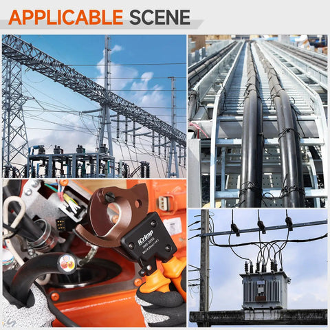 Pro Level Heavy Duty Ratchet Cable Cutter that slices straight through thick aluminum copper and multicore electrical wires up to thirty two millimeters used in power infrastructure.