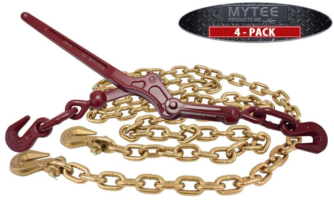 Heavy-Duty Grade 70 Transport Chain And Binder Kit With Four Three-Eighths Inch By Twenty-Foot Chains And Four Lever-Style Binders