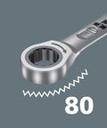 Close-up of Joker Ratcheting Combination Set 6 Piece With Ultra Fine 80 Tooth Ring Ratchet highlighting ratchet mechanism.