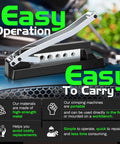Heavy Duty Hose Crimper And Crimping Tool With Ferrules Pack Of 50 on a car hood, showing ease of use and portability