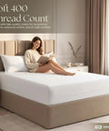 Buttery Soft Organic Cotton Queen Fitted Sheet Featuring 12 Inch Deep Pockets That Snug Up To Any Mattress For Next Level Cozy Vibes And Seriously Comfy Sleep All Week Long on a bed with a woman reading.