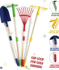 Kids Garden Tool Set 4 Piece Shovel Rake Hoe Leaf Rake Wooden Gardening Tools For Kids Durable Outdoor Toy Gift