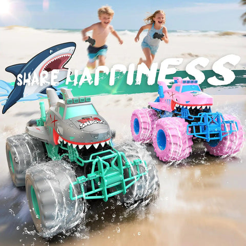 Waterproof Amphibious 1To16 Scale RC Car With 4WD Monster Truck All Terrain Off Road Toy for Kids at Beach