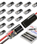 Image showing 30 Pack Double Wire Plug In LED Light Strip Connectors 2 Pin Quick Connect Push In Low Voltage Lock Grip For Easy LED Strip Install No Fuss Transparent Shell For Clear Connection Status.