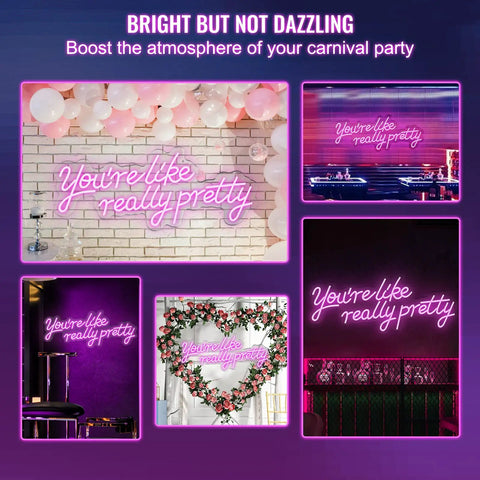 Youre Like Really Pretty Pink LED Neon Sign 27.5 By 12 Inch Wall Decor With Remote Control 4 Flash Modes And Adjustable Brightness Ideal For Parties Weddings Living Rooms For Any Space Or Event