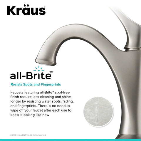 Arlo Single Handle Basin Bathroom Faucet With Lift Rod Drain And Deck Plate Spot Free All-Brite Stainless Steel Finish