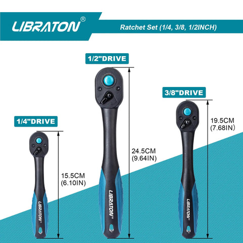Beefy Three Piece Ratchet Set With One Quarter Inch Drive Three Eighth Inch Drive And One Half Inch Drive Quick Release Head