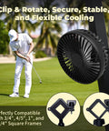 Stay Frosty And Chill Out On The Course With This Slick Golf Cart Fan featuring adjustable clip design and flexible cooling options.