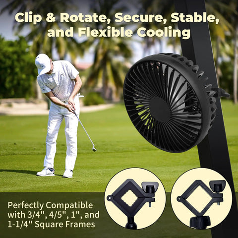 Stay Frosty And Chill Out On The Course With This Slick Golf Cart Fan featuring adjustable clip design and flexible cooling options.