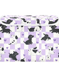 Heavy Duty Foldable Storage Bin With Secure Flip Top Lid And Sturdy Handles For Bedroom Organization Closet Decluttering in purple dog pattern.