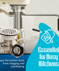 3 Inch Sink Drain Valve With Twist Handle Keeps Commercial Sinks From Overflowing Fits Three Compartment Sink Style Drains Controls Drain Stopper With Brass Reducer Included Built Tough Easy to Install Kitchen Accessory shown installed under a sink.